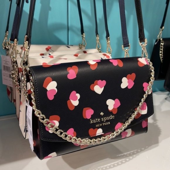 kate spade Handbags - Kate Spade Carson Flutter Hearts Printed Convertible Crossbody Black Multi